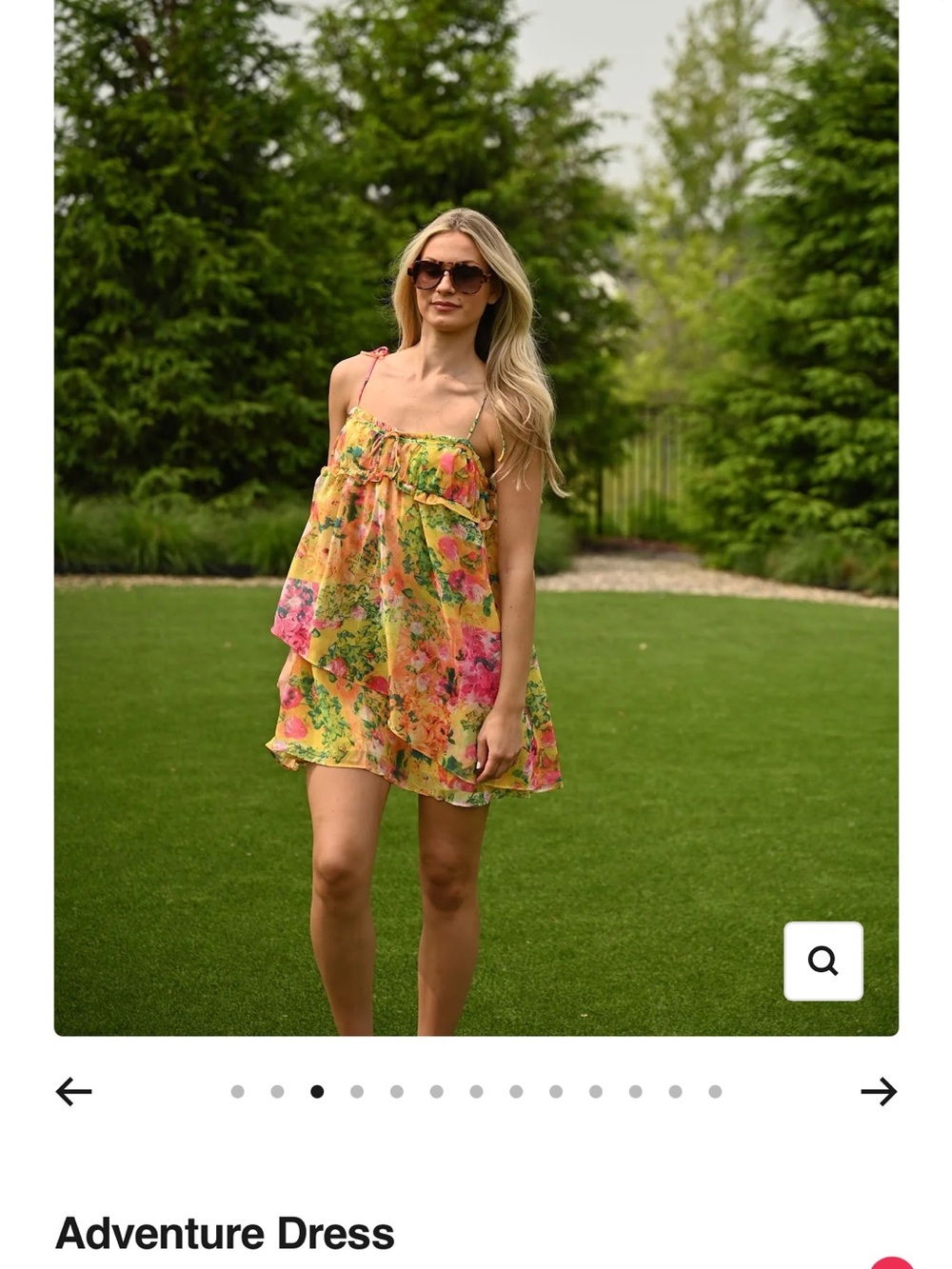 Floral Tie-Strap Mini Dress in Yellow and Pink - Picture 2 of 4